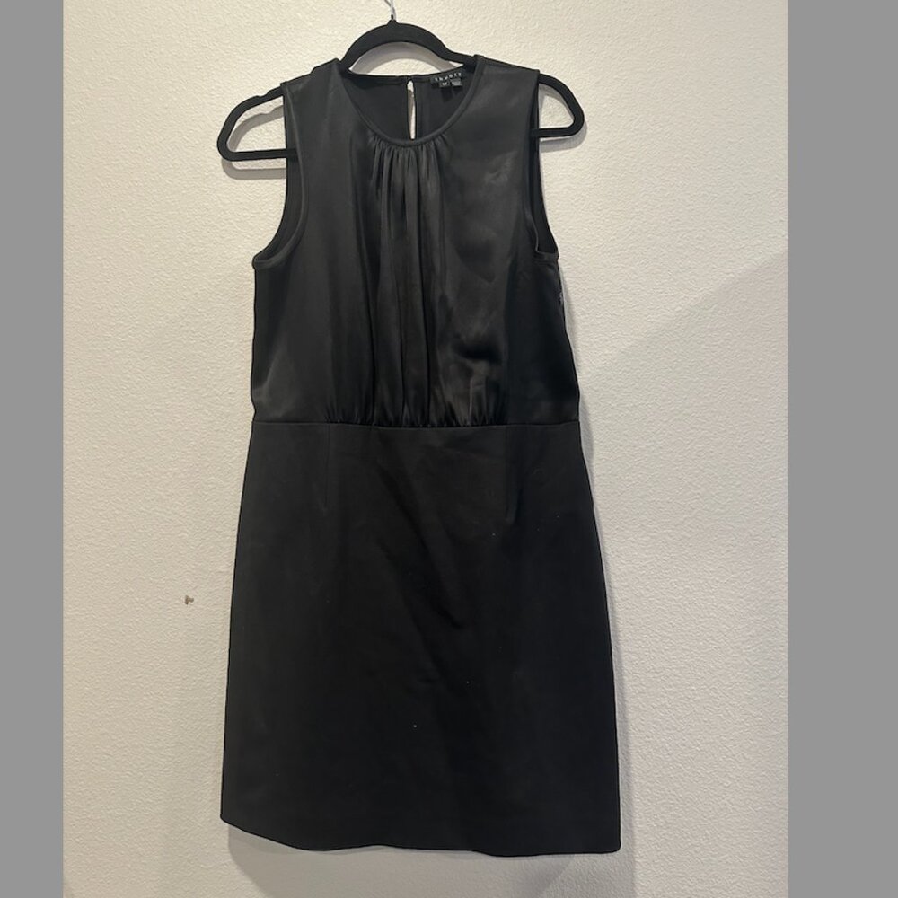 Theory Wool Stretch Sheath Dress – Black, Size 12
